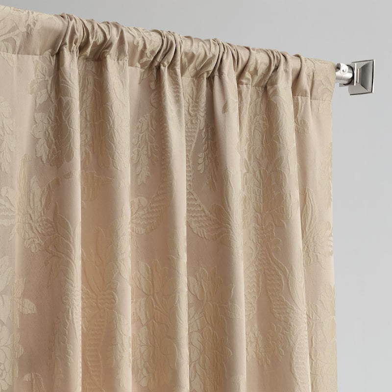 Exclusive Fabrics Magdelena Damask Faux Silk Jacquard Curtains - Single Panel Drapes (1 Panel)