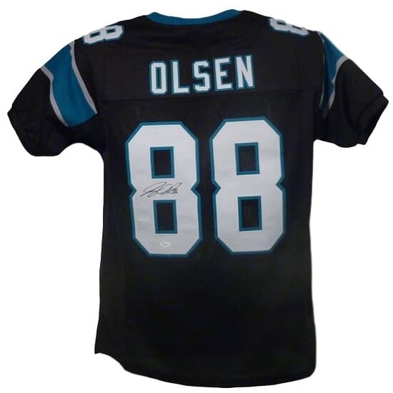Greg Olsen Autographed Carolina Panthers Size XL Black Jersey JSA