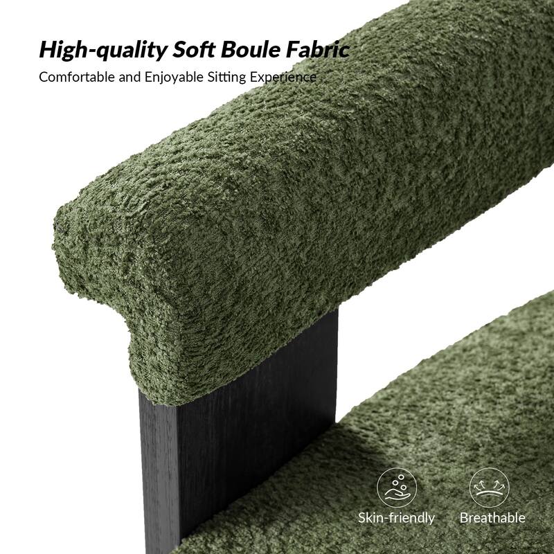 Georg Modern Boucle Dining Chair with Solid Wood Legs Set of 4 by HULALA HOME