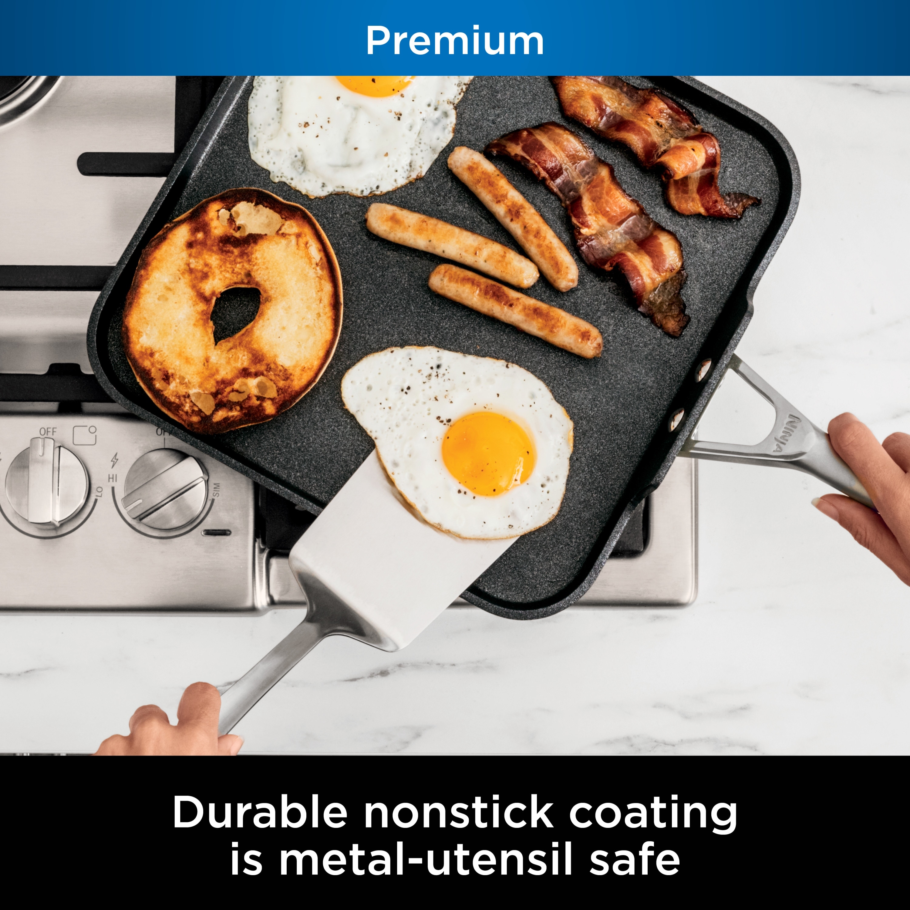 Ninja Foodi NeverStick Premium Hard-Anodized 11 Square Griddle Pan
