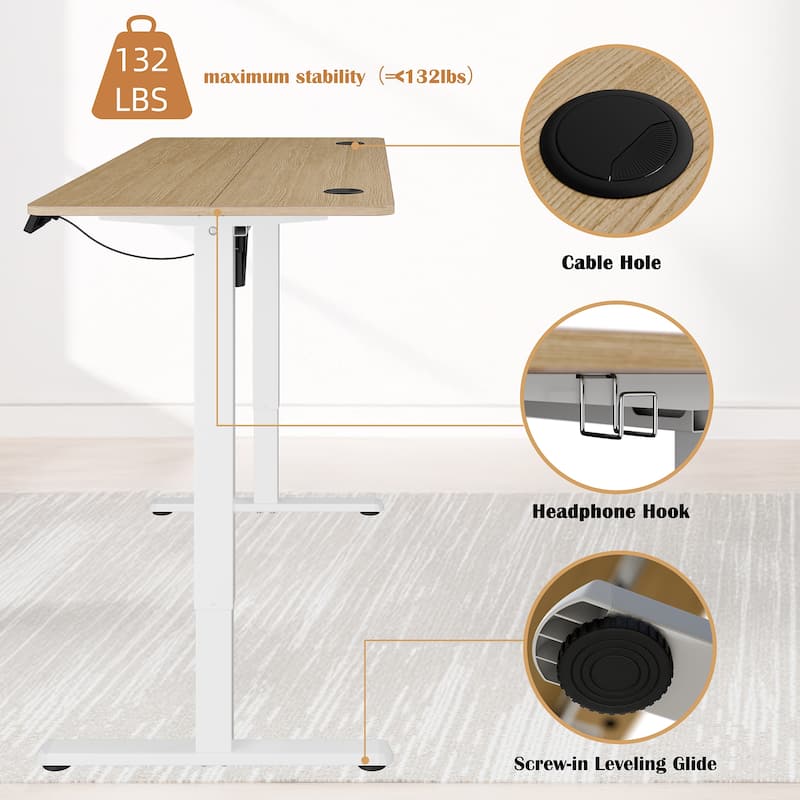 Electric Standing Desk, Height Adjustable Desk with Memory Preset and LED Display