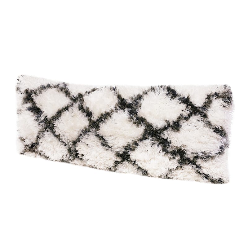 Sevita Soft Shag Glam Distressed Diamond Throw Pillow