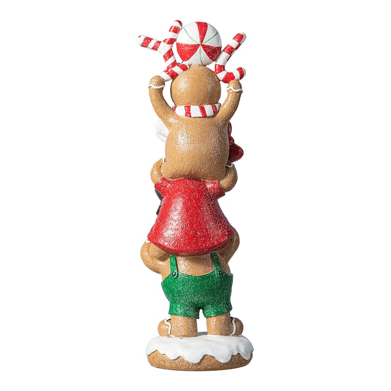 Glitzhome Resin Christmas Gingerbread Figurines Xmas Table Decor for Party Mantel Shelf Sitter