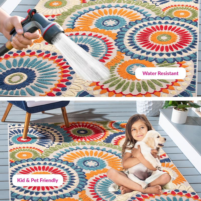 SAFAVIEH Cabana Marii Indoor/ Outdoor Waterproof Patio Floral Rug