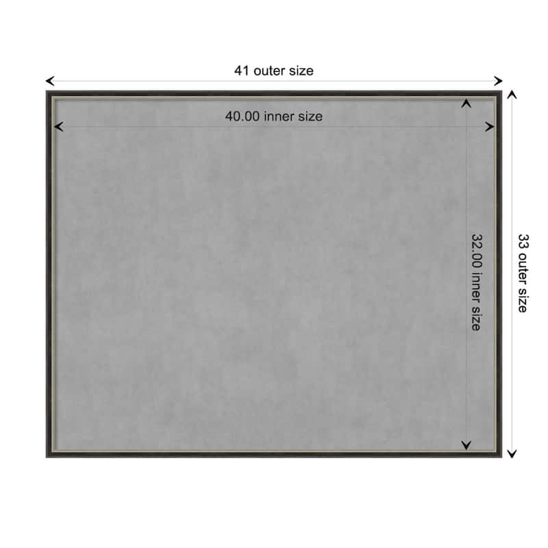 Amanti Art Theo Black Silver Narrow Framed Magnetic Board - Board Size 40x32