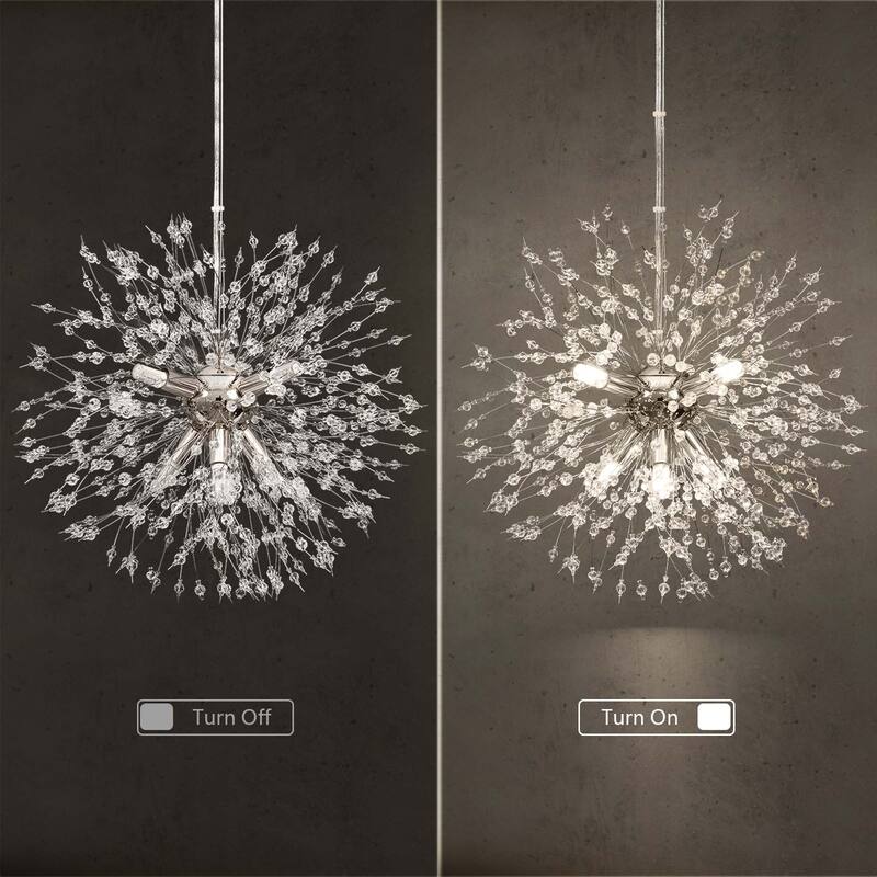 8/9/12/16-Light Modern Linear Sputnik Globe Pendant Starburst Firework Crystal Chandelier