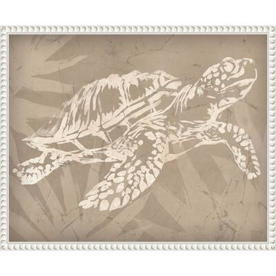 Batik Sea Turtle I by June Erica Vess (20 x 16 in.), Framed Canvas Wall Art Print - Sylvie Beaded White