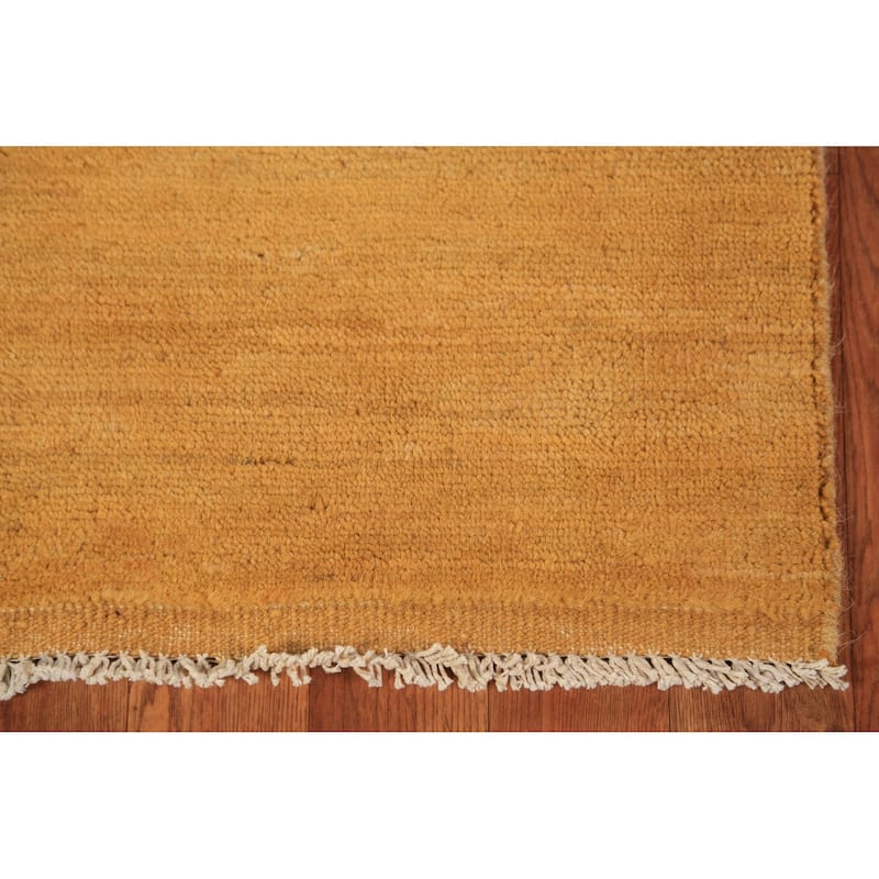 Yellow Modern Gabbeh Oriental Rug Hand-Knotted Wool Carpet - 2'7" x 6'0"