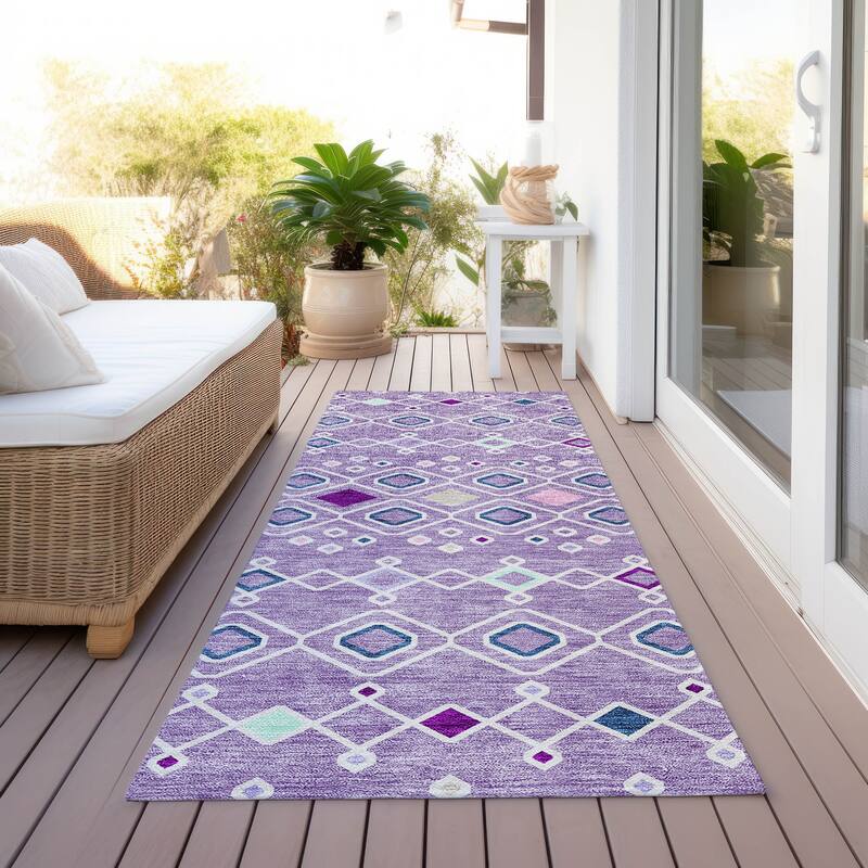 Machine Washable Indoor/ Outdoor Global Contempory Chantille Rug - Lavender - 2'3" x 7'6"