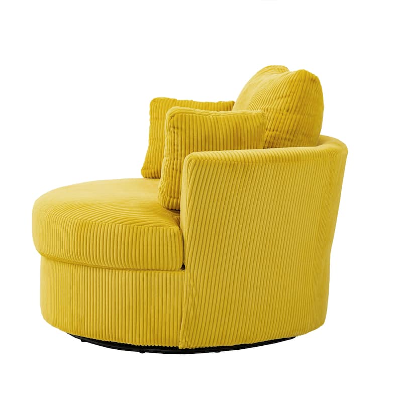 Indoor Corduroy Swivel Chair with Pillows