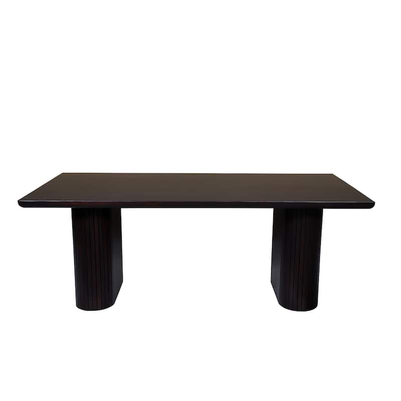 HomeRoots 82" Dark Brown Wood Double Pedestal Base Dining Table - 82.00 in. x 30.00 in. x 38.00 in.