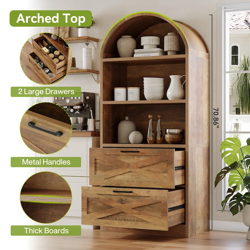 71" Tall Arched Kitchen Pantry