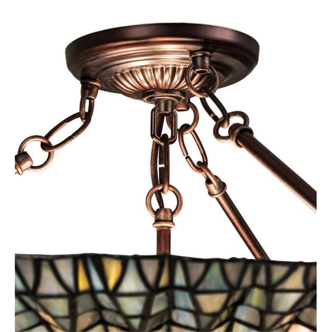 Meyda Tiffany 243228 Tiffany Lotus Leaf 3 Light 25" Wide Semi-Flush