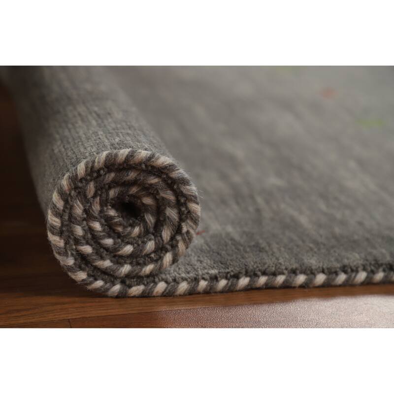 Hand Knotted Oriental 100% Wool Carpet Tribal Tribal Greys & Charcoal Gabbeh Area Rug - 4' 11'' X 3' 0''