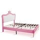 preview thumbnail 8 of 10, Full Size Upholstered Bed Frame with Adjustable Crown Headboard, Modern Princess Bed Featuring LED Lights Controlled by Remote