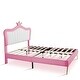 preview thumbnail 27 of 54, PU Upholstered Princess Bed with LED Lights and Crown Headboard