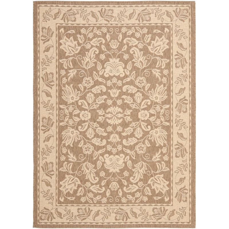 SAFAVIEH Courtyard Shizuka Indoor/ Outdoor Waterproof Patio Backyard Rug - 5'3" x 7'7" - Brown/Creme