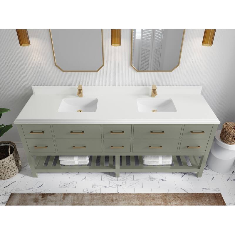 Willow Collections 84 in. W x 22 in. D Parker Double Sink Bathroom vanity with Regular Countertop
