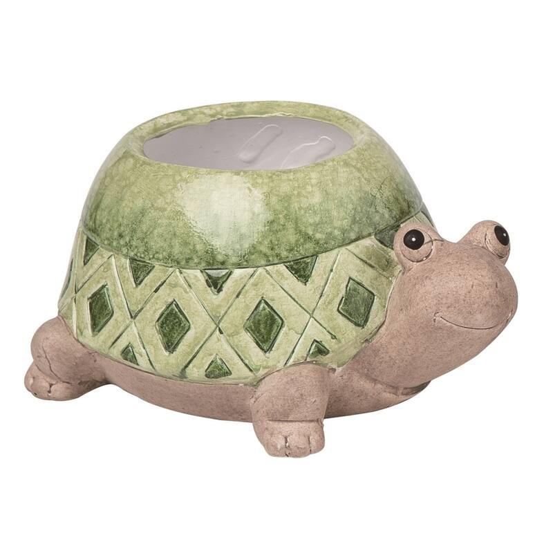 Transpac Terracotta 7.25" Green Spring Turtle Garden Critter Planter