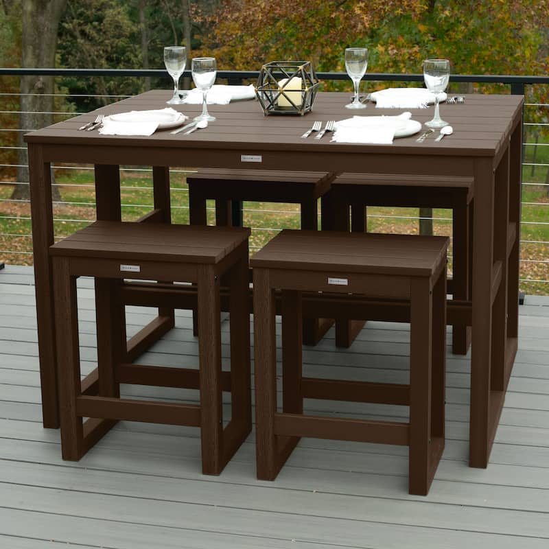 HIGHWOOD Monroe Modern Counter Height Balcony Stool/Table 6-Piece Set