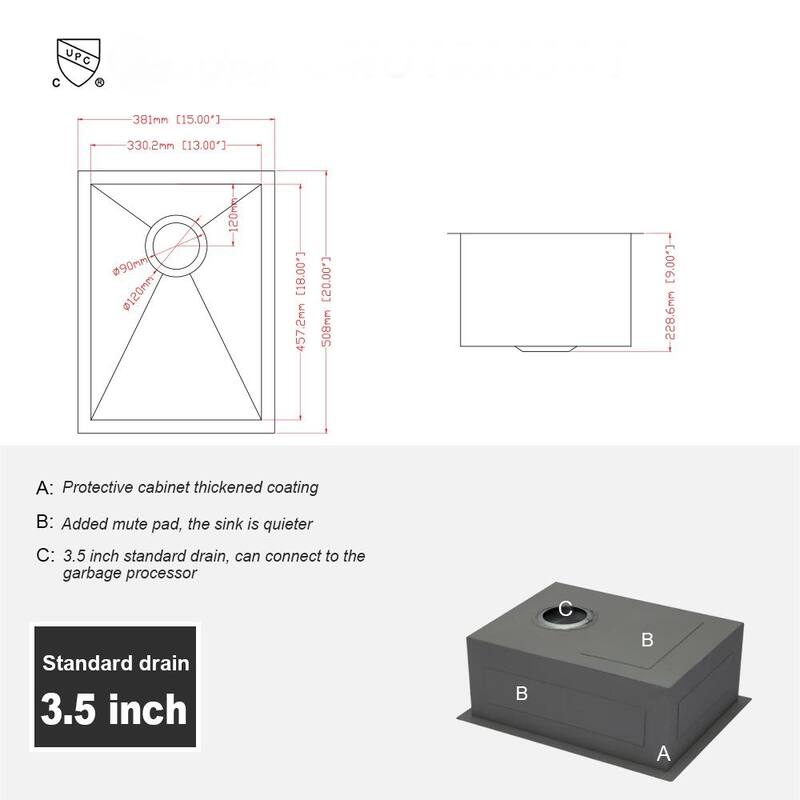 15 Inch Undermount Kitchen Sink 16 Gauge 9 Inch Deep Single Bowl Kitchen Sink Basin