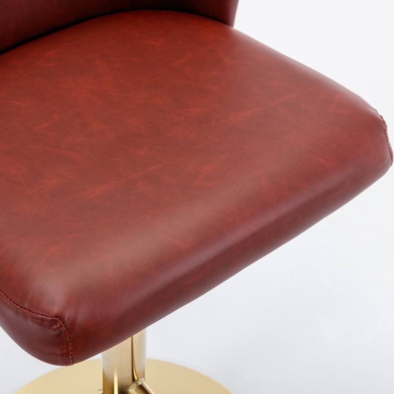 Modern Swivel Barstools, Tufted Back Upholstered Dining Chair, Leather High Bar Chair Adjustable Height, Set of 2