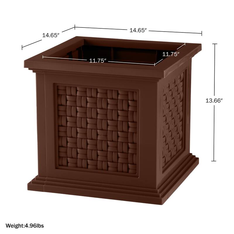 Pure Garden 14.65-in Faux Rattan Style Outdoor Planter Box