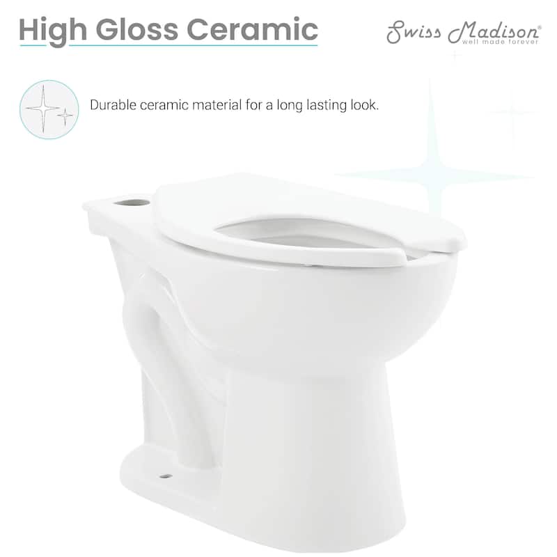Sirène Floor-Mounted Comfort Height Commercial Elongated Top Flush Spud Flushometer Toilet Bowl