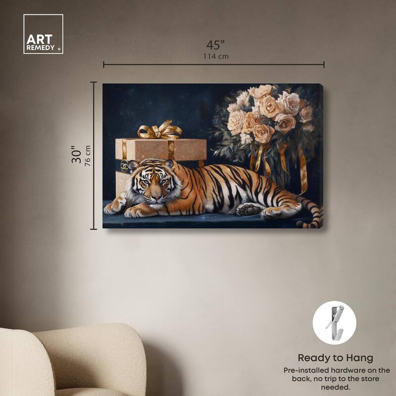 Tiger Glam Gift Boxes Canvas by Art Remedy, Gallery Wrapped