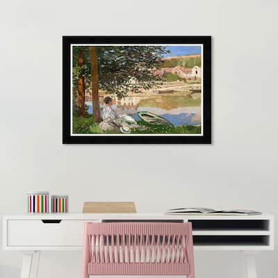 Wynwood Studio Prints Floral and Botanical Claude Monet - Bennecourt Green and Traditional Wall Art Canvas Print