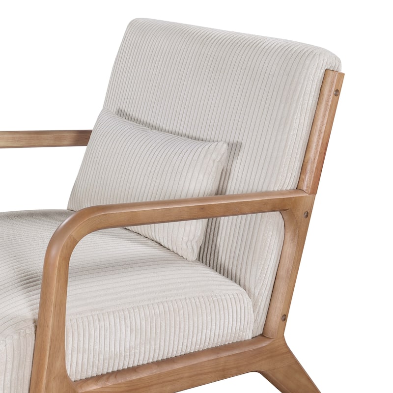 Elegance Wooden Corduroy Lounge Chair