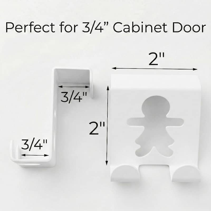 Double Hooks Over The Cabinet Door Set of 2 - 2"H x 2"W x 1 3/4"D
