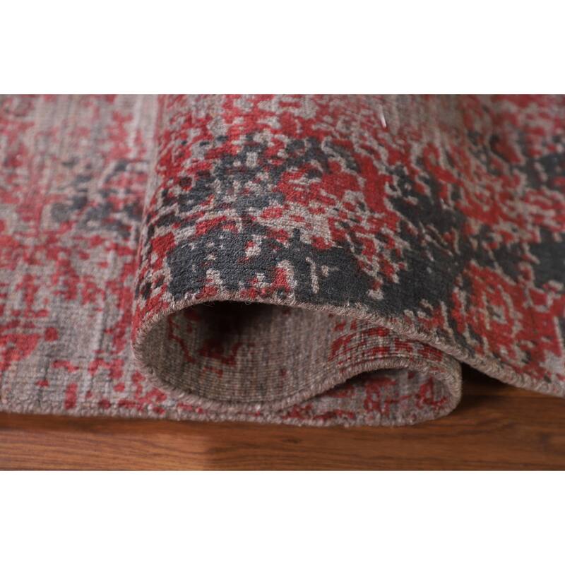 Pink Abstract Area Rug Handmade Contemporary Wool Carpet - 5'1"x 8'3"