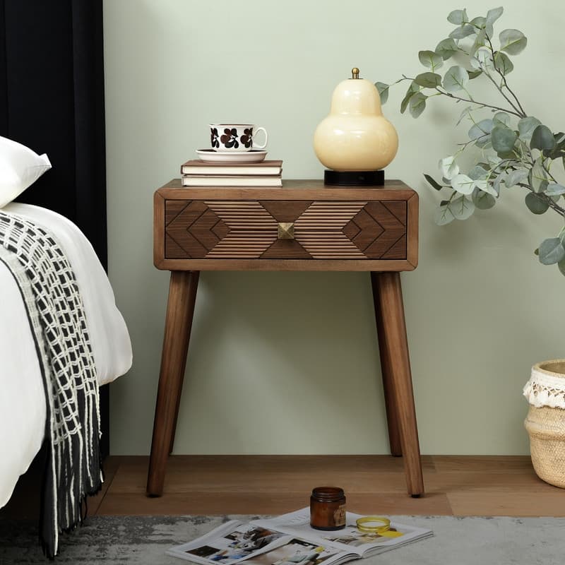 Mid Century Modern Nightstand with Drawer