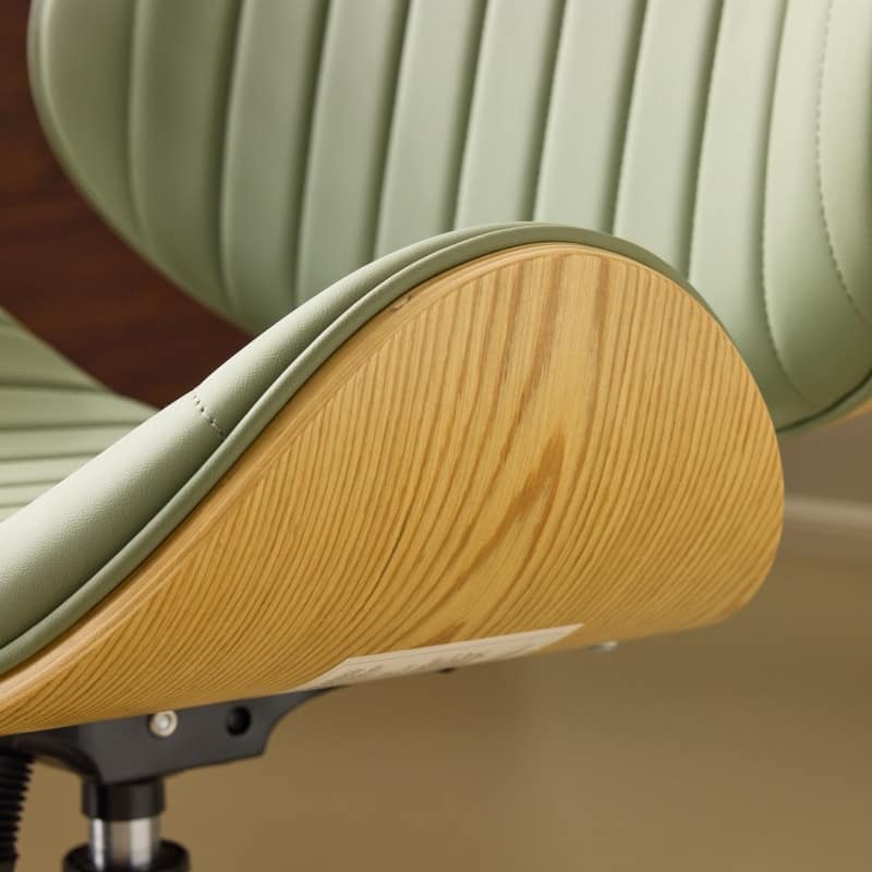 PU Curved Office Chair With Antique Bronze Base