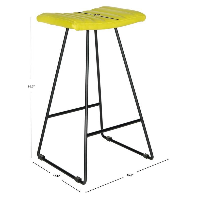 SAFAVIEH Concha Mid-Century Dining Modern Black 30-inch Bar Stool (Set of 2) - 16.5" x 16" x 30" - 17Wx16Dx30H