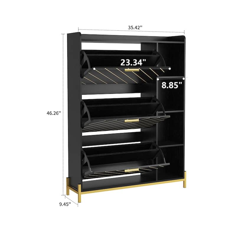 Elegant Stylish Wooden Shoe Storage Cabinet with Metal Legs