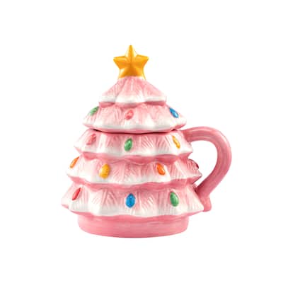16 oz. Nostalgic Ceramic Tree Lidded Mug - Pink