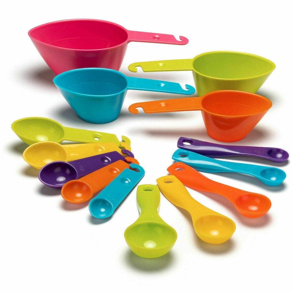 Farberware Color Set of 5 Measuring Spoons and 4 Cups MultiColor Durable  Plastic