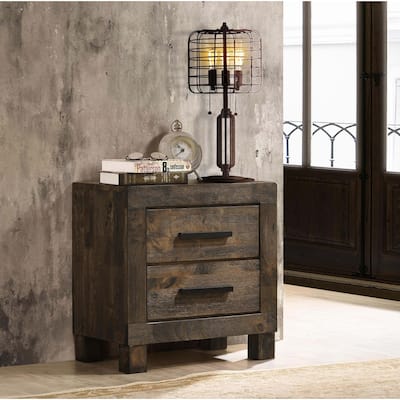 2 Drawers Wooden Nightstand in Golden Brown