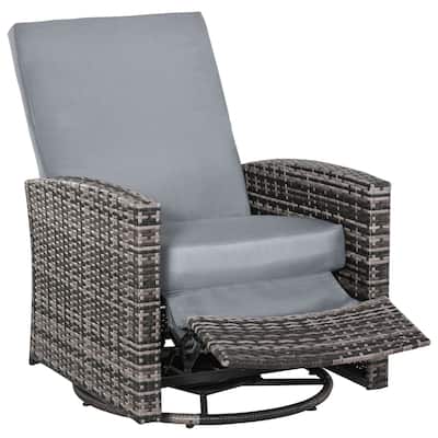 Outsunny Outdoor Wicker Swivel Recliner Chair (Excluding the table)