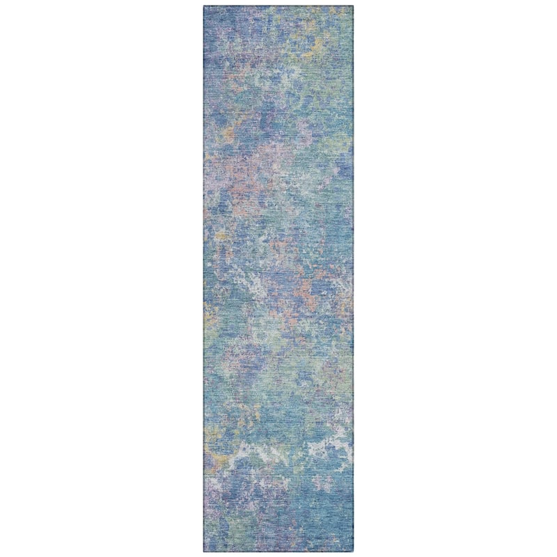 Machine Washable Indoor/Outdoor Abstract Watercolor Chantille Rug