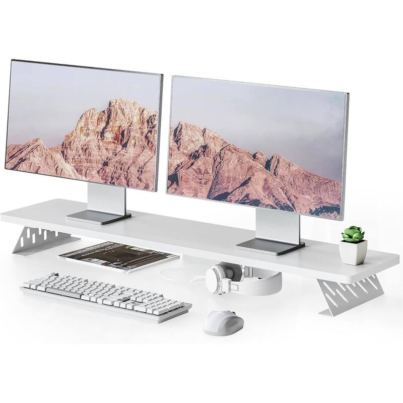 Fenge Dual Monitor Stand Riser, 31.5 inch Long Monitor Stand for Desk - 31.5 x 9.2 x 3.9 inches