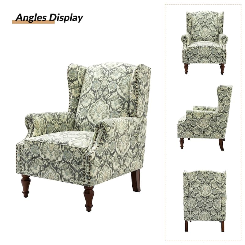 Gott Traditional Wingback Armchair with Solid Wood Legs by HULALA HOME