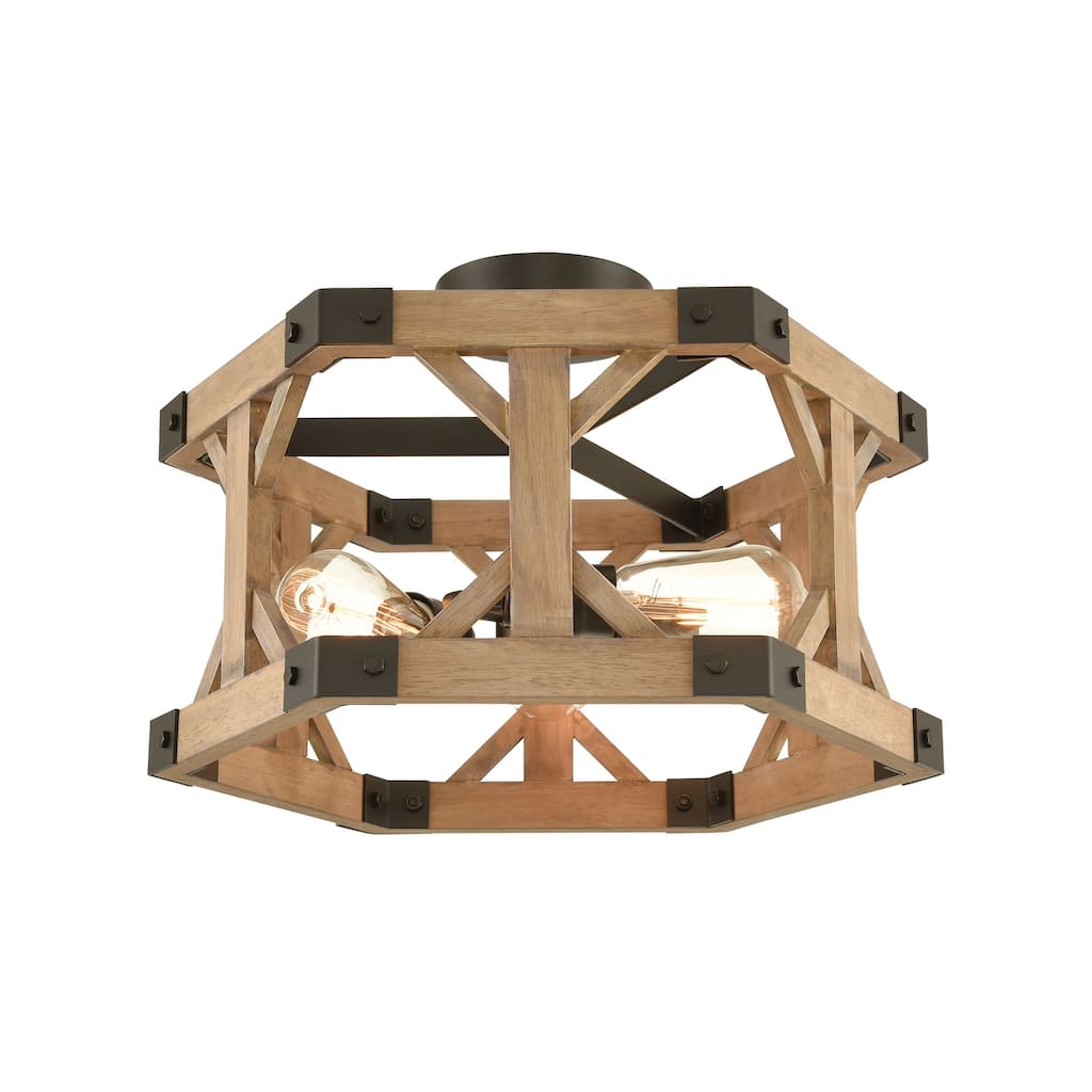 Elk Home Structure Oil Rubbed Bronze Metal 3 Light Semi Flush Mount