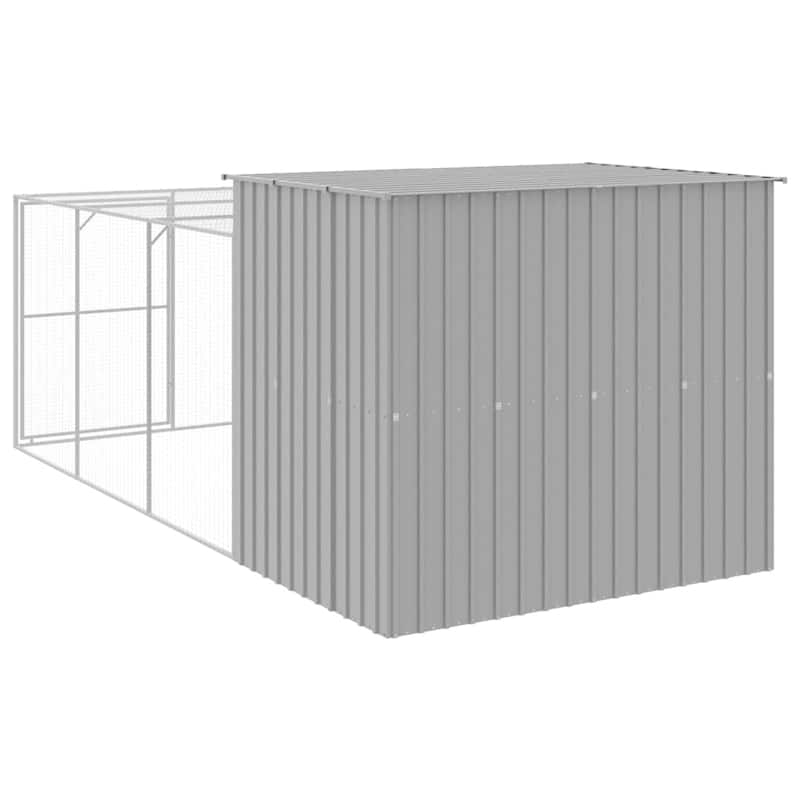 vidaXL Dog House with Run Light Gray/Anthracite multisize Galvanized Steel