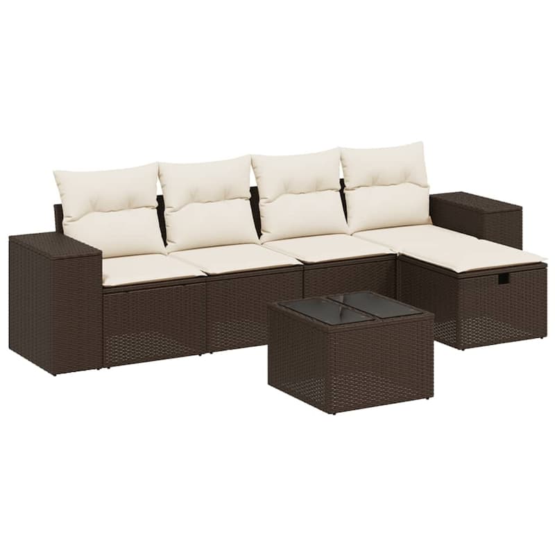vidaXL Garden Sofa Set Beige/Black/Brown/Grey