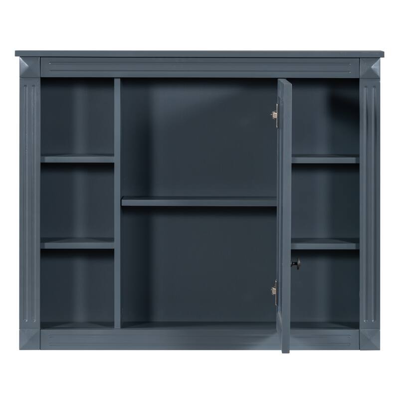 Roomfitters 36" Vanity with Sink and Mirror, Cabinet with 2 Doors and 2 Drawers, Royal Blue Modern Storage Set