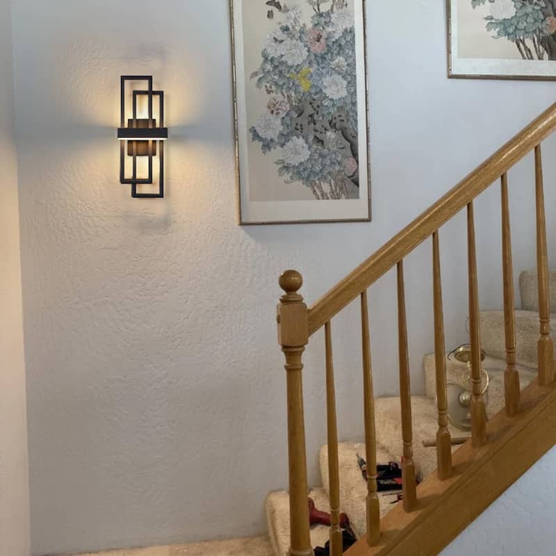 2-Pack Matte Black Iron Integrated LED Outdoor/Indoor Wall Sconce