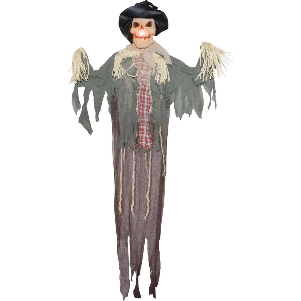72" Gray and White Hanging Scarecrow Halloween Accessory Props
